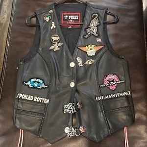 💯% Leather Women’s Biker Patches & Pins Vest